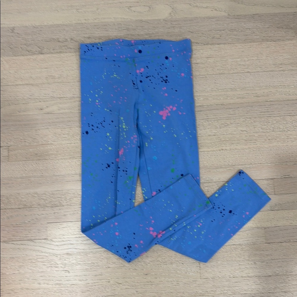 Crewcuts Blue Leggings with Neon Paint-Splash- size 12.